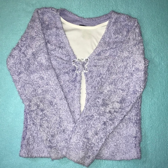 𝅺Basic Editions sweater butterfly accent pullover but looks like 2 pieces - Picture 1 of 5